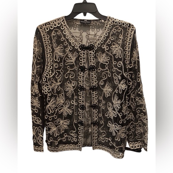 Princess Cruises XL Black and Gold Embroidered Asian Inspired Jacket Mesh L/S - Picture 1 of 6